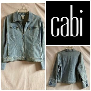 CABI ZIP-UP LIGHT WASH DENIM JACKET